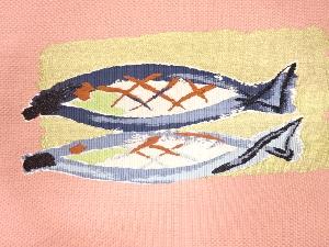アンティーク　魚模様織り出し名古屋帯